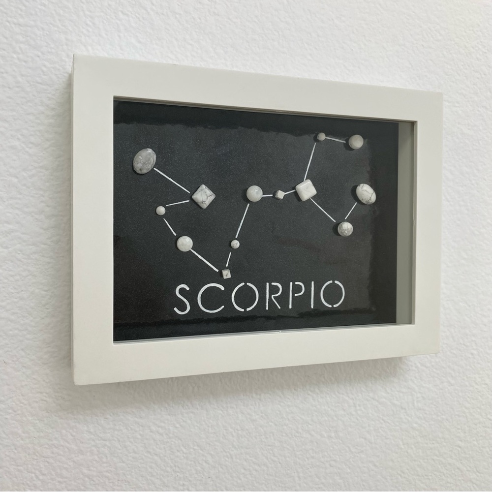 Handmade Horoscope Art SCORPIO Star Constellation Beads Shadow Box 6x8 inches
